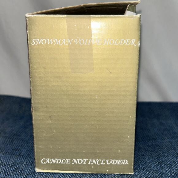 Christmas Snowman Tee Light Collectible Glazed Pottery Votive Holder Holiday Box - Picture 9 of 11